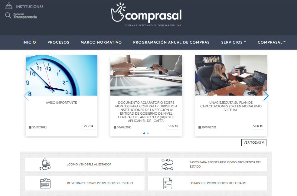 Comprasal nuevas actualizaciones. Proveedores. Capacitaciones